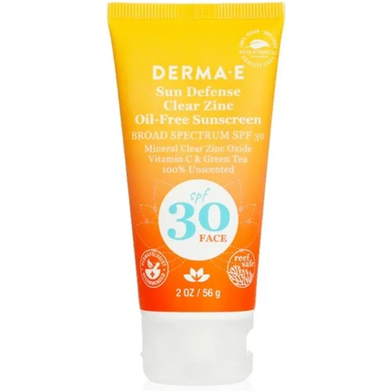 Derma E Sun Defence Clear Zinc Oil Free Sunscreen SPF 30 Face 56g