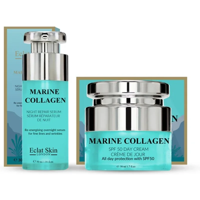 Erth Skin London Marine Collagen SPF 50 Day Cream + Marine Collagen Night Repair Serum 50ml + 30ml