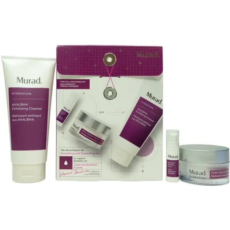 Murad The Derm Report Smoothing & Quenching Skin Set 200ml Exfoliating Cleanser + 5ml Recovery Serum + 50ml Moisturiser