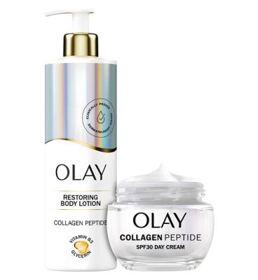 Olay Collagen Peptide Restoring Bundle Body Lotion 500ml  SPF30 Day Cream 50ml
