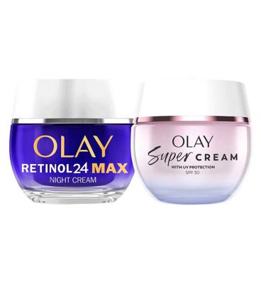 Olay Super Cream Face Moisturiser  Olay Retinol 24 Max Night Cream Bundle