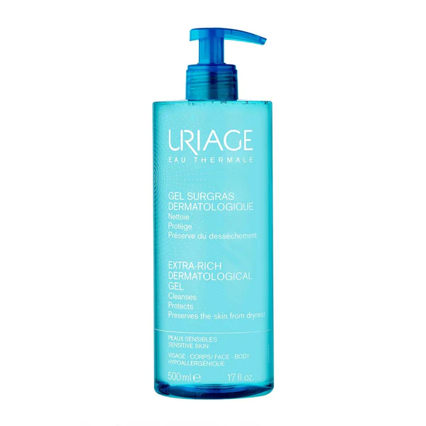 Uriage Extra Rich Dermo Foaming Cleansing Gel 500ml – Gentle Hydrating Cleanser for Sensitive & Dry Skin
