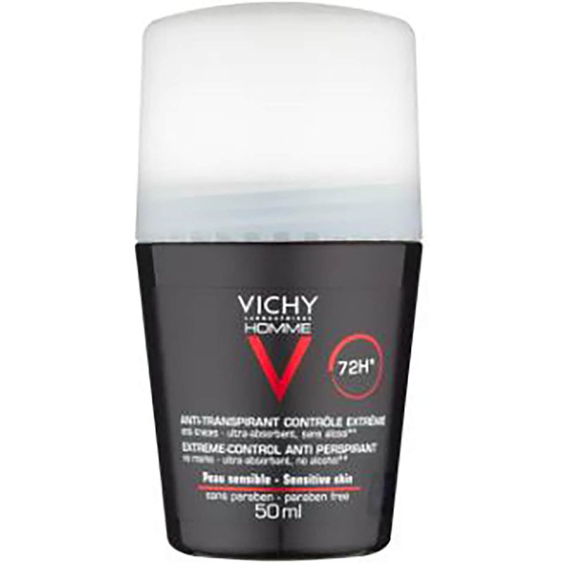 VICHY Homme Men's Deodorant Extreme-Control Anti-Perspirant Roll-On Sensitive Skin 50ml
