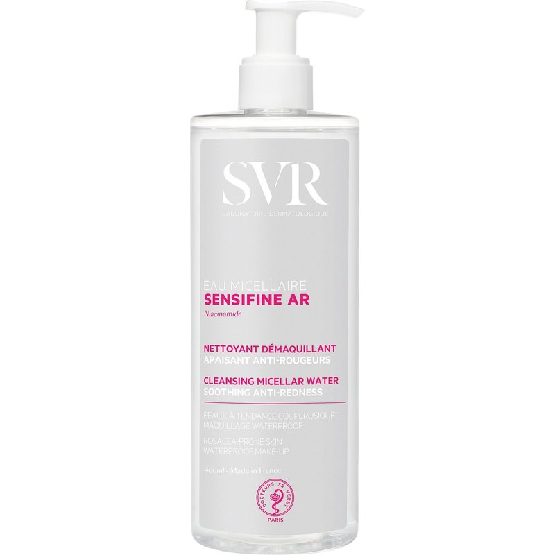 SVR SENSIFINE AR - Soothing Anti-Redness Micellar Water Cleanser & Make-up Remover for Sensitive Rosacea-Prone Skin , 400ml