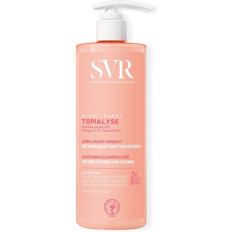 SVR TOPIALYSE 24hr Nourishing Face & Body Cleansing Wash-Off Cream for Severely Dry, Itchy, Eczema-Prone Sensitive Skin, 400ml