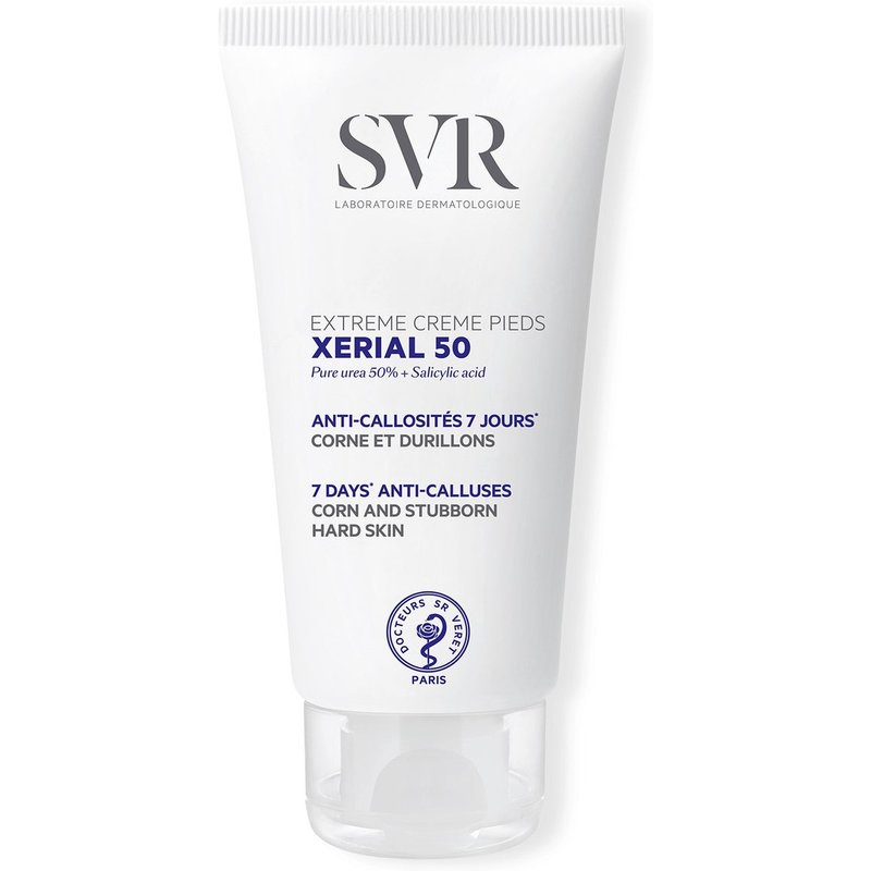 SVR XERIAL 50 Extreme -50% Pure Urea Foot Cream for Severly Dry, Cracking, Stubborn Hard Skin Prone to Corns and Calluses, 50ml