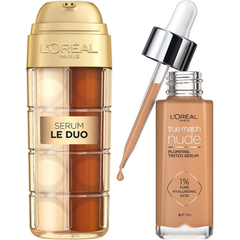 L'Oréal Paris Age Perfect Serum Le Duo 30ml & True Match Tinted Serum 30ml Bundle (Various Shades) - 7 Tan