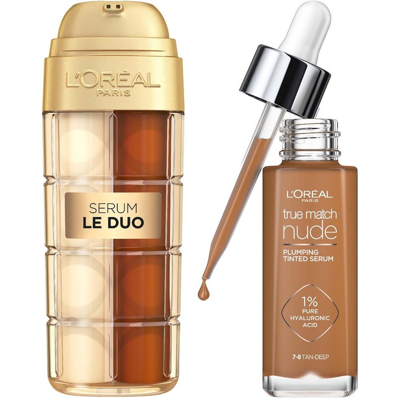 L'Oréal Paris Age Perfect Serum Le Duo 30ml & True Match Tinted Serum 30ml Bundle (Various Shades) - 7-8 Tan Deep
