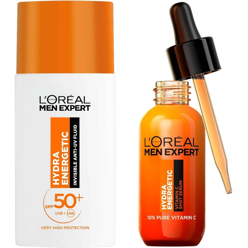 L'Oréal Paris Men Expert Hydra Energetic Vitamin C Serum & SPF50+ Invisible Fluid Bundle
