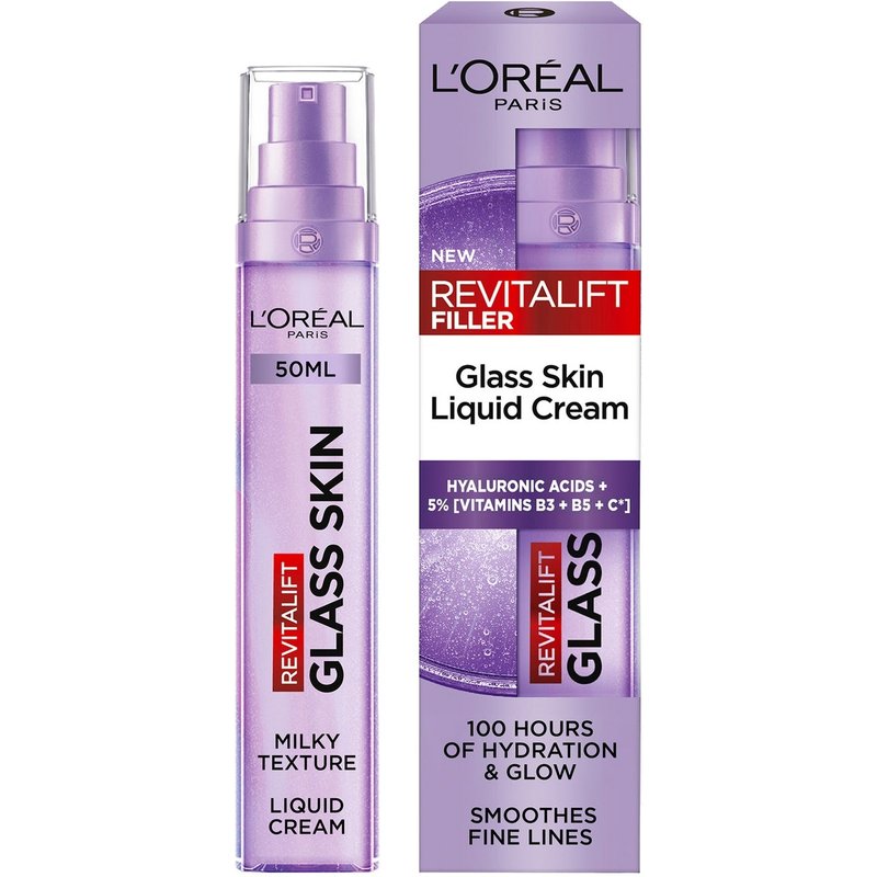 L'Oréal Paris Revitalift Filler Glass Skin Liquid Cream Face Moisturiser, 50ml