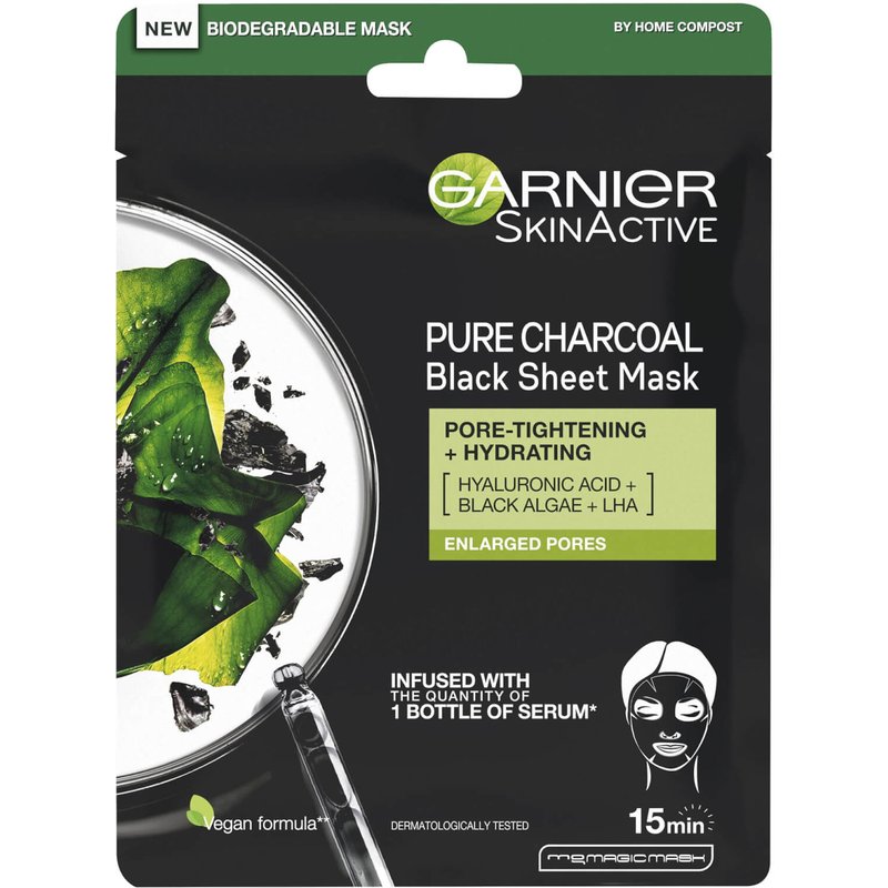 Garnier Charcoal and Algae Purifying and Hydrating Face Sheet Mask for Enlarged Pores 28g