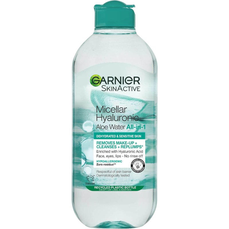 Garnier Micellar Hyaluronic Aloe Water 400ml, Cleanse and Replump