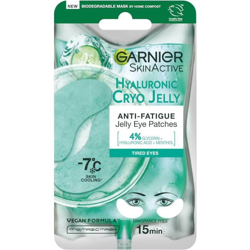 Garnier Anti-Fatigue Hyaluronic Acid and Icy Cucumber Cryo Jelly Eye Patches