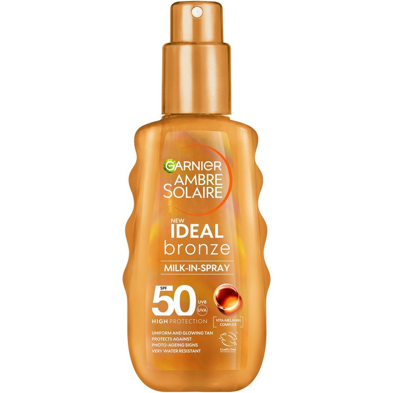 Garnier Ambre Solaire Ideal Bronze Milk-In Tanning SPF 50 Spray for Face and Body 150ml