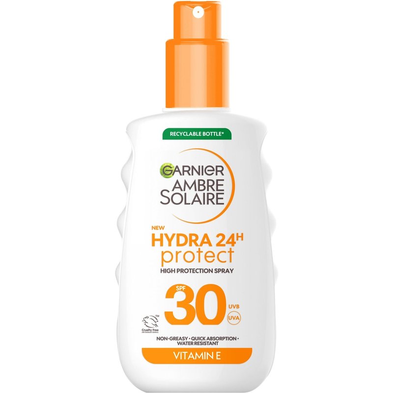 Garnier Ambre Solaire SPF 30 Hydra 24 Hour Protect Hydrating Sun Cream Spray With Vitamin E, 150ml