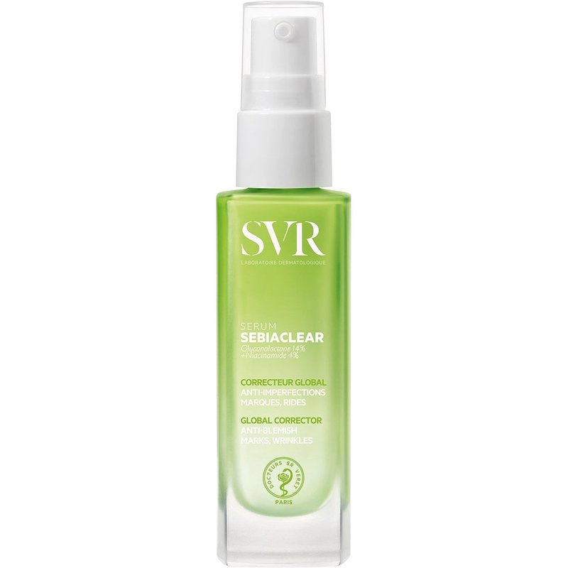 SVR SEBIACLEAR Balancing Hyaluronic Acid Acne Serum, Correcting Concentrate for Blemishes, Post-Acne Marks and Wrinkles, 30ml