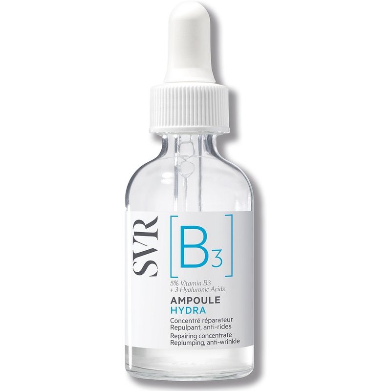 SVR [B3] Ampoule Hydra - Plumping Hyaluronic Acid & Niacinamide Anti-Wrinkle Face Serum for Dehydrated Sensitive Skin, 30ml