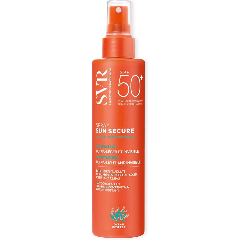 SVR SUN SECURE Face & Body SPF 50+ Ultra-Light Sun Spray for Hypersensitive Skin, Water-Resistant, Reef-Safe, All Ages, 200ml