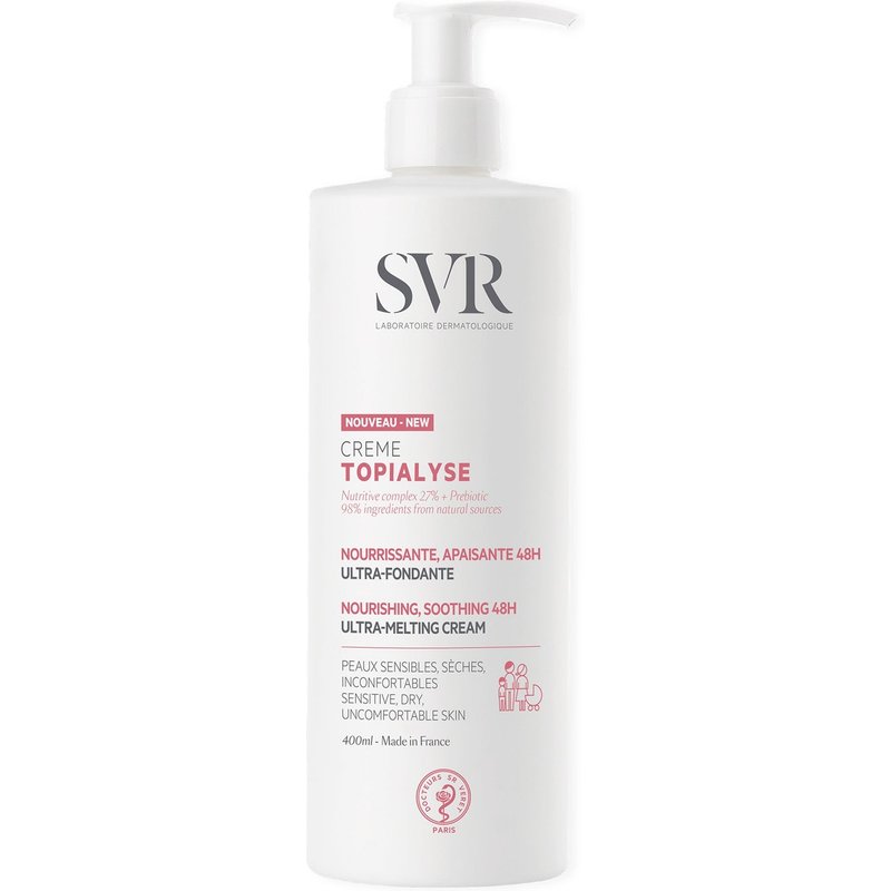 SVR TOPIALYSE 48hr Soothing, Calming Nourishing Face & Body Cream for Dry Sensitive Skin, All Ages, 400ml