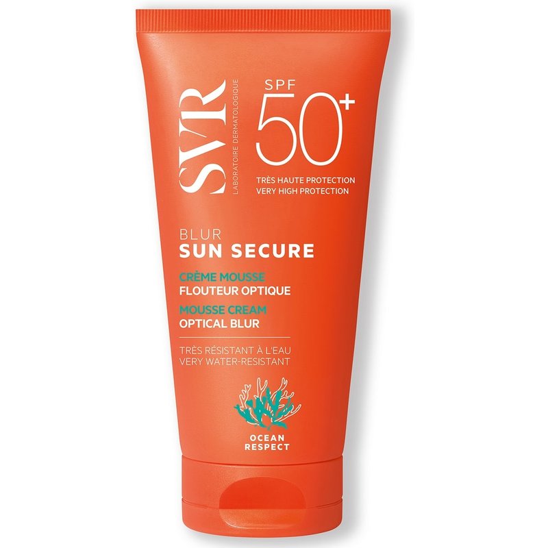SVR SUN SECURE BLUR SPF50+ Perfecting Soft-Focus Face SPF Mousse-Primer, Velvet Finish, Water-Resistant, Reef-Safe, 50ml