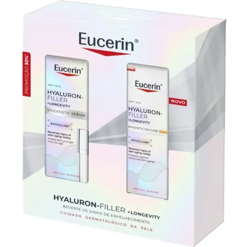 Eucerin Hyaluron-Filler + Longevity Epigenetic Serum + Epigenetic Anti-Ageing Day Cream SPF 30 30ml + 50ml