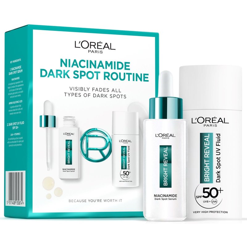 L'Oréal Paris Bright Reveal Niacinamide Dark Spot Set with Serum and UV Fluid SPF50+