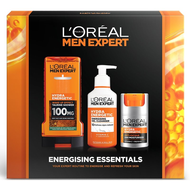 L'Oréal Paris Men Expert Energising Essentials Gift Set: Shower Gel, Cleanser and Moisturiser Complete Grooming Trio