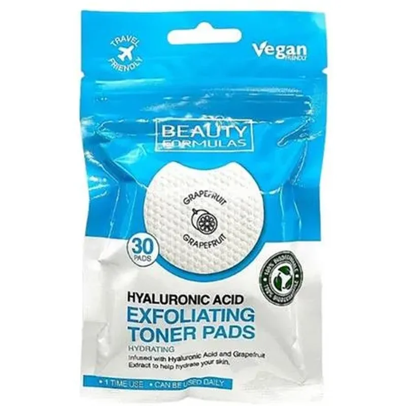 Beauty Formulas Hyaluronic Acid Exfoliating Toner Pads x30