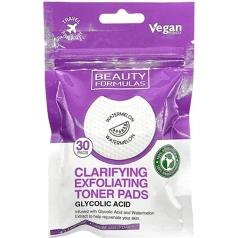 Beauty Formulas Clarifying Glycolic Acid Exfoliating Toner Pads 30 Pads