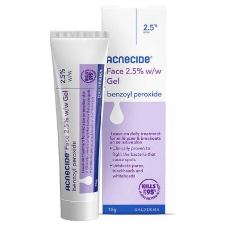Acnecide Face Gel Spot Treatment with Benzoyl Peroxide 15g