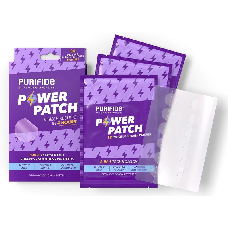 PURIFIDE by Acnecide 3-in-1 Power Patch Salicylic Acid Spot Patches for Blemish-Prone Skin 36 Spot Stickers