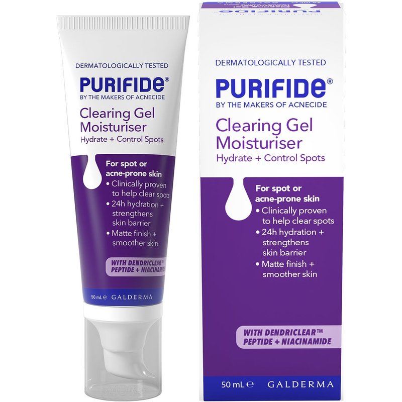 Purifide by Acnecide Spot Clearing Gel Face Moisturiser, Spot Treatment with Peptides and Niacinamide 50ml