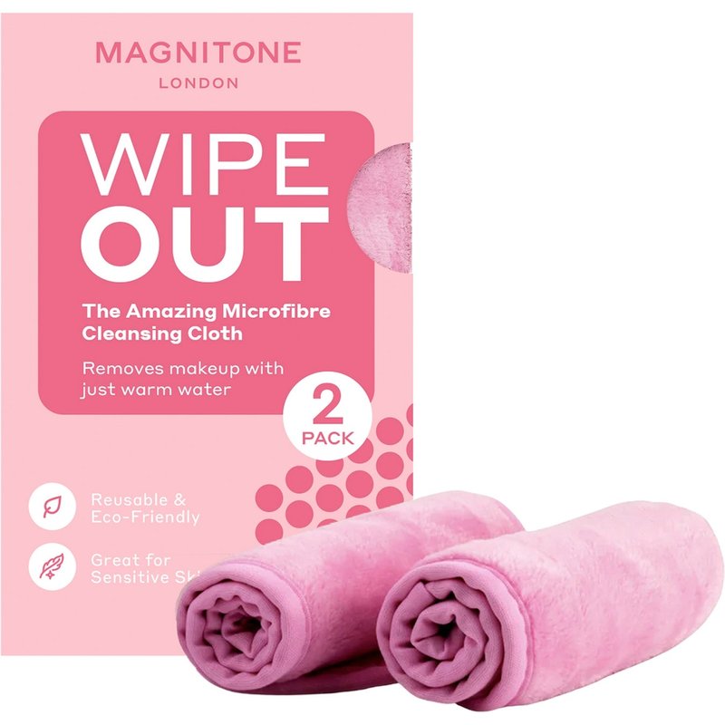 MAGNITONE WipeOut Microfibre Cleansing Cloths Pink – 2 Pack