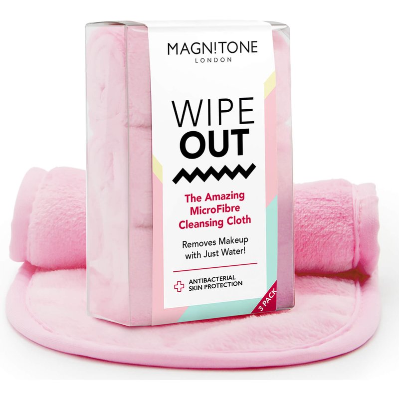 MAGNITONE London WipeOut! MicroFibre Cleansing Cloth with Antibacterial Protection - Pink (Pack of 3)