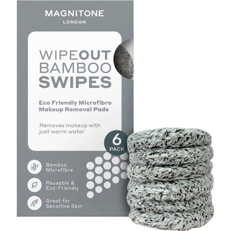 MAGNITONE Swipes 100% Microfibre Bamboo Makeup Remover Pads 6 Pack