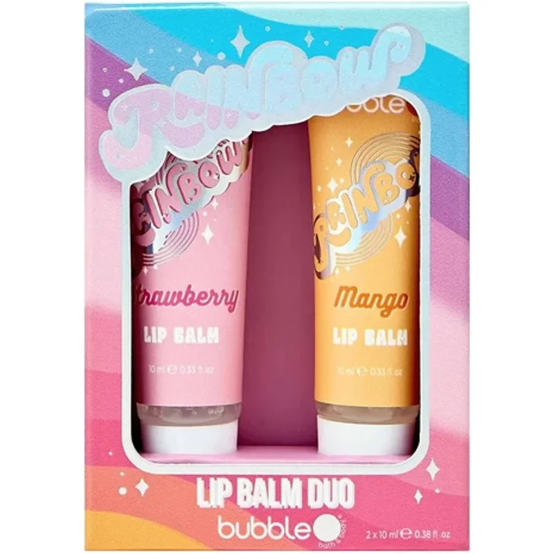 Bubble T Rainbow Lip Balm Duo Strawberry & Mango