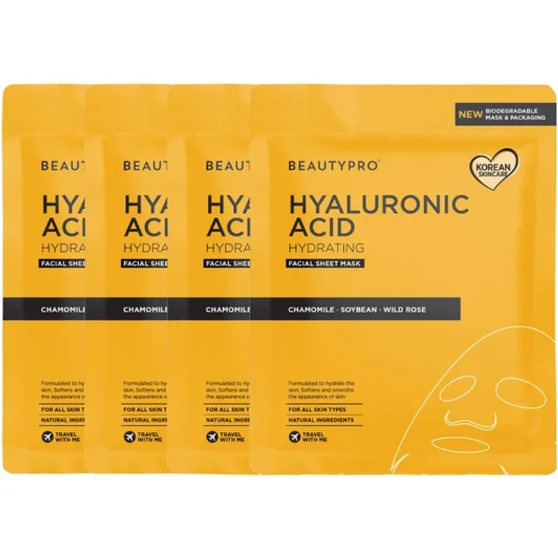 BeautyPro HYALURONIC ACID Sheet Mask Pack Of 4