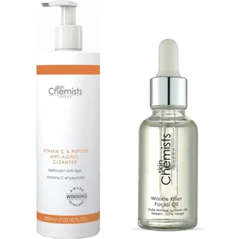skinChemists Vitamin C Cleanser & Wrinkle Killer Facial Oil Anti-Ageing Kit