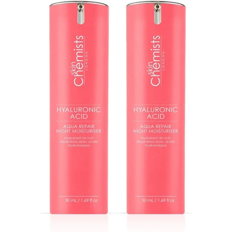 skinChemists Hyaluronic Acid Aqua Repair Night Moisturiser 2 x 50ml