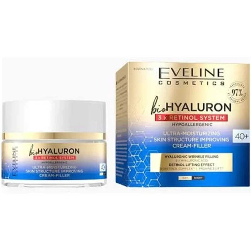 Eveline Bio Hyaluron 3xretinol System Ultra Moisturising Cream Filler 40+ 50ml