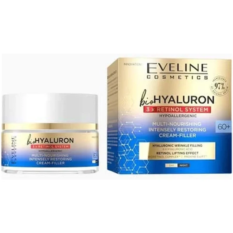 Eveline Bio Hyaluron 3xretinol System Multi Nourishing Cream Filler 60 Plus 50ml
