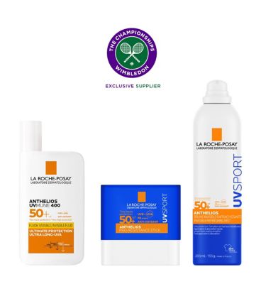 Courtside Essentials La Roche-Posay Wimbledon Anthelios UVMune 400 Fluid, Mist SPF50+ & Cicaplast