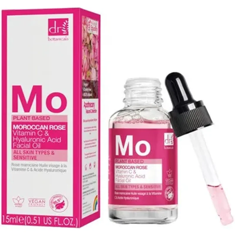 Dr Botanicals Moroccan Rose Vitamin C & Hyaluronic Acid Facial Oil 15ml