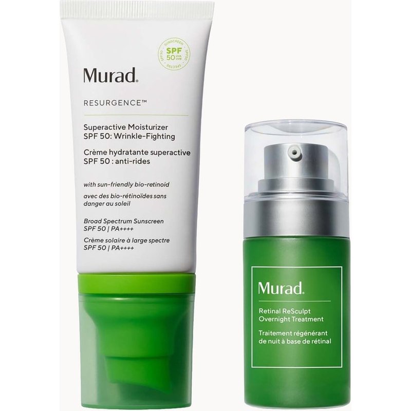 Murad Retinal ReSculpt Overnight Treatment 15ml & Murad Superactive Moisturiser SPF 50: Wrinkle Fighting 50ml Duo