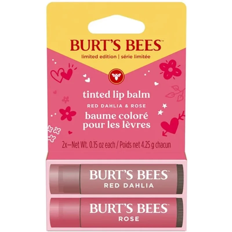 Burt's Bees Tinted Lip Balm Duo Gift Set Red Dahlia and Rose