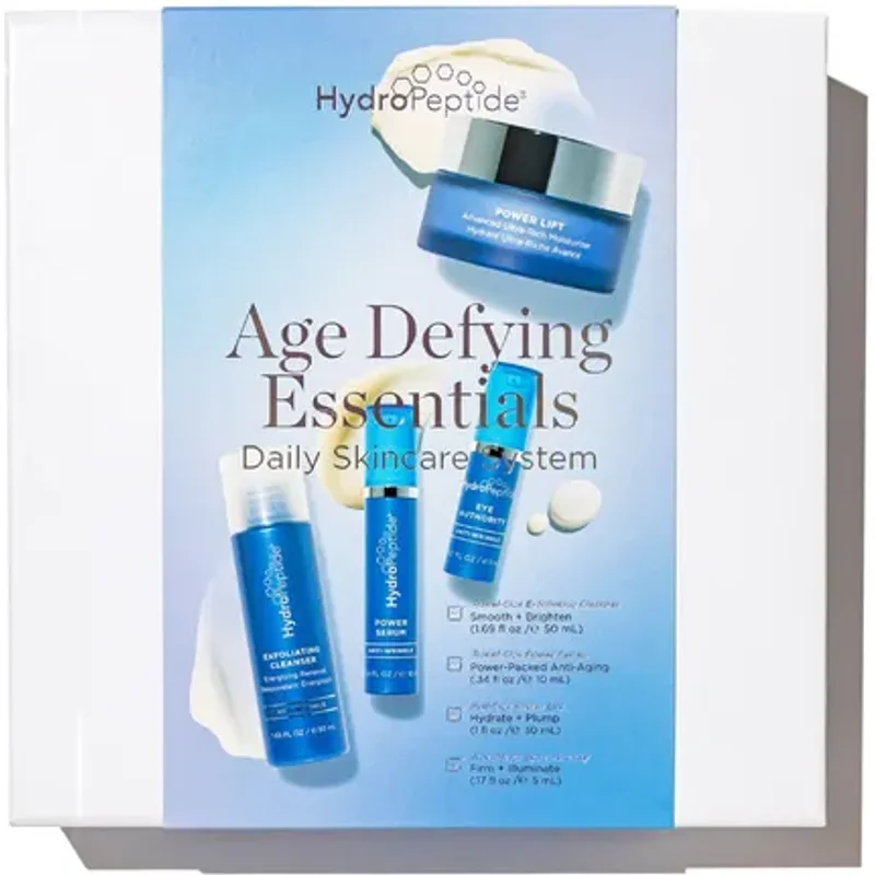HydroPeptide Age Defying Essentials Kit Exfoliating Cleanser + Power Serum + Eye Authority + Power Lift