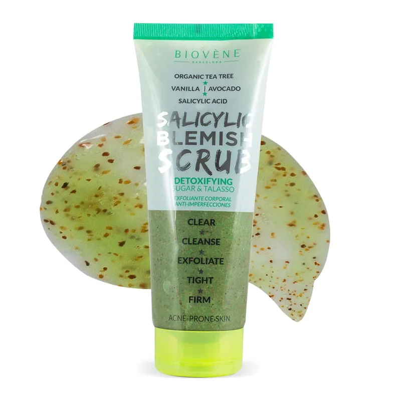 Salicylic Blemish Scrub Detoxifying Organic Tea Tree Sugar & Talasso Body Exfoliator
