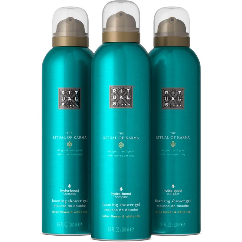 Rituals The Ritual of Karma Delicately Sweet Lotus & White Tea Foaming Body Wash Value Pack 3 x 200ml