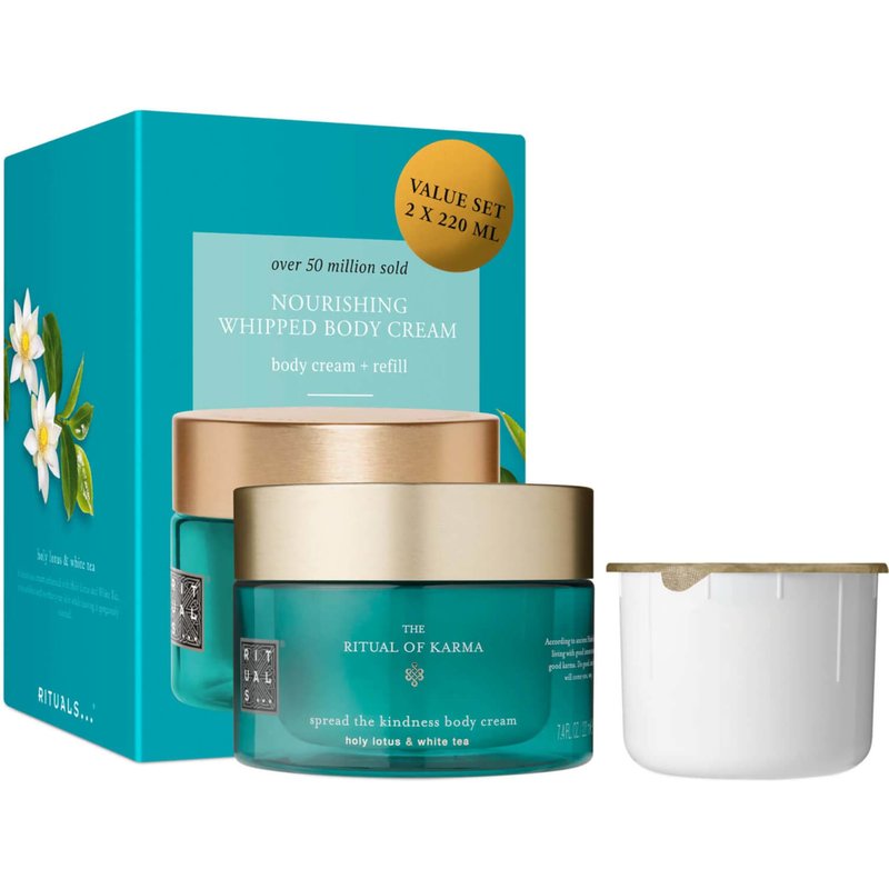 Rituals The Ritual of Karma Delicately Sweet Lotus & White Tea 48H Hydrating Body Cream and Refill Pack 2 x 220ml