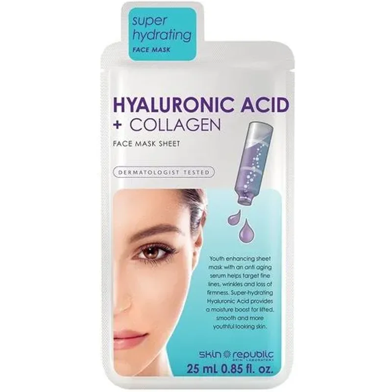 Skin Republic Hyaluronic Acid + Collagen Face Sheet Mask 25ml